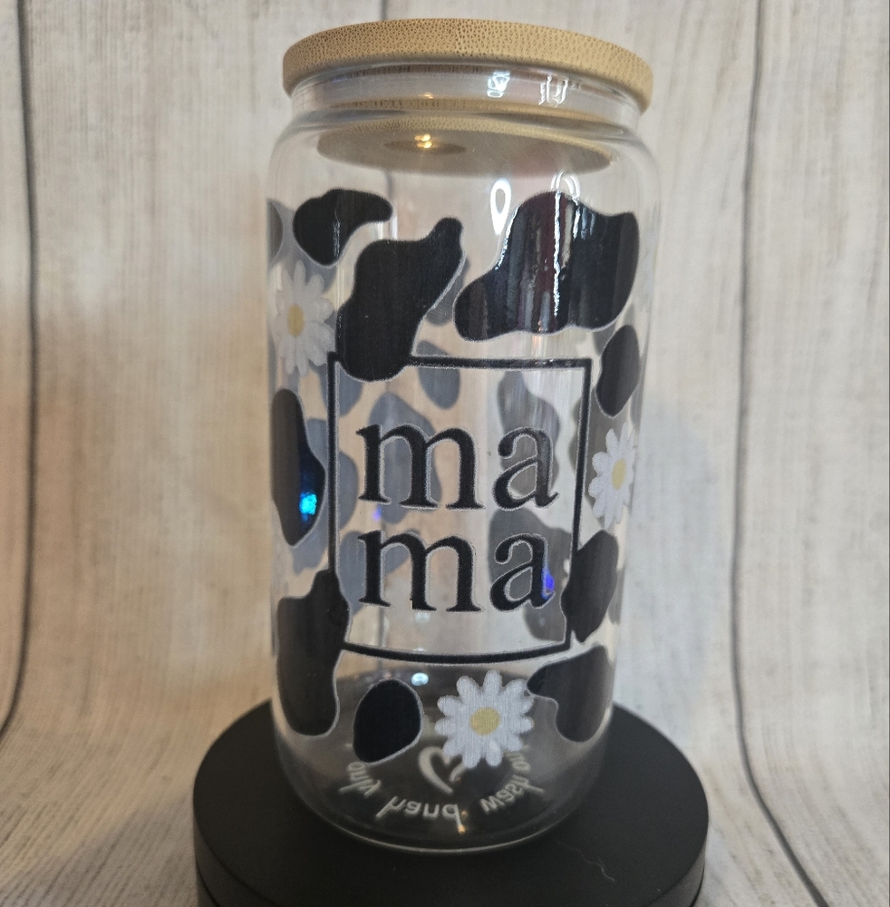Cow Print Mama Libby Glass 16oz
